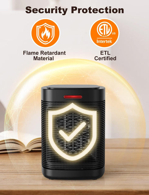 Space Heater, 500W Small Indoor Heater, Ceramic Personal Heater with Overheating & Tip-Over Protection for Home Office