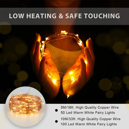 1 Pack (16ft./5M,Warm Ariceleo USB LED Fairy String Light, Copper Wire Fairy Lights for Indoor, Bedroom Festival