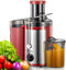 QCen Juicer Machine 500W Centrifugal Extractor, 3” Wide Mouth Feed Chute, Easy to Clean, Stainless Steel, Red