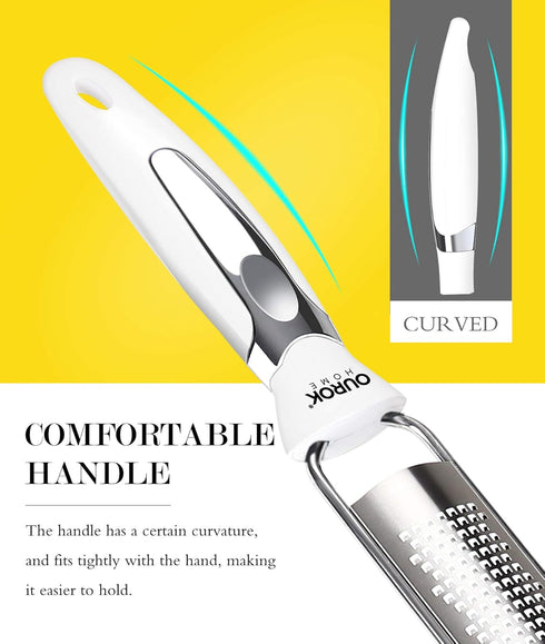Ourokhome Kitchen Lemon Zester, Stainless Steel Hand Held Grater for Cheese, Ginger, Chocolate, Citrus, with Cleaning