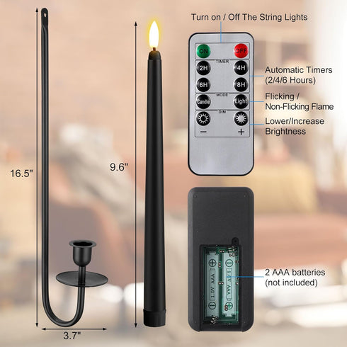 9.6" 16.5" Set Stairway(Dark,2 Set) Tessco for you Metal Wall Mount Candle Sconces with LED Flameless Taper Candles
