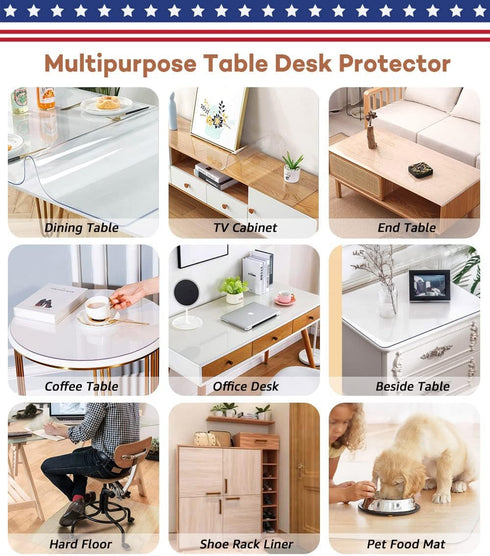 RostiKong 24 55 Inch Table Protector x Clear Plastic Coffee Table Cover Protector Office Desk Pad Mat Rectangle Vinyl