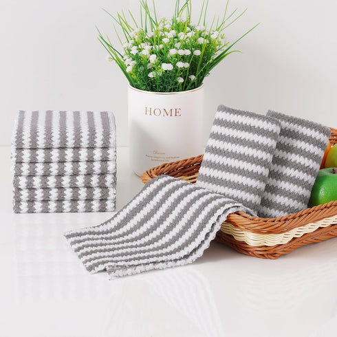 18 Pack No-lint,10 10 inches, Homaxy Kitchen Dish Cloths, Ultra Soft and Absorbent Dish Towels, Reusable Fast Drying