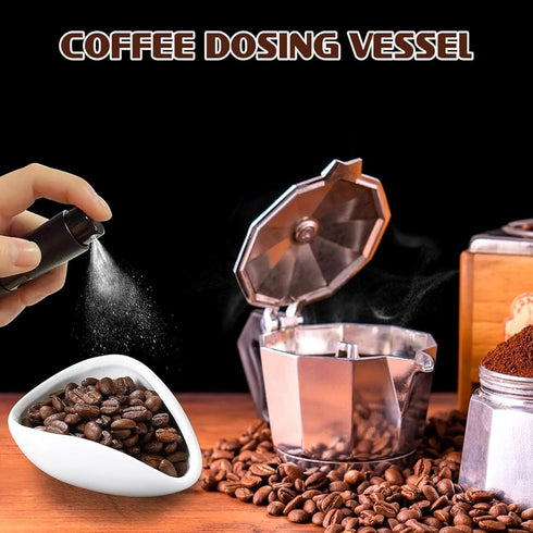 Coffee Bean Dosing Cup and Spray Bottle Set, Espresso Accessories, Ceramic Dosing Vessel/Single Dose Measuring Tray