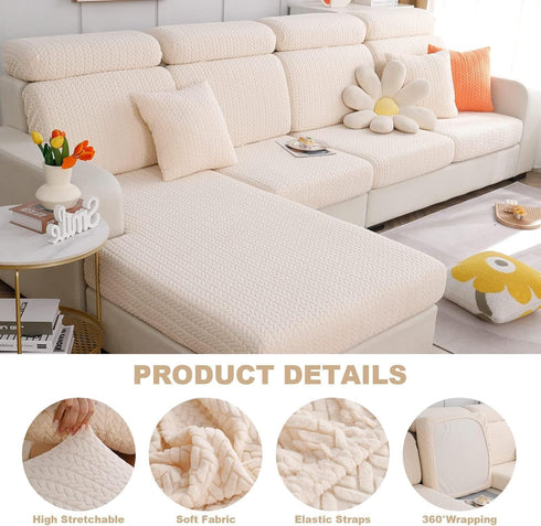 Magic Sofa Covers, Stretch Slipcovers for Couches and Sofas, Soothing Home Cushion Covers (Wheat-Light Gray, Large)