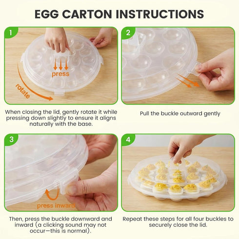 3PCS 66 HAKSEN Deviled Egg Containers with Lid, Deviled Egg Platter Carrier Holder Trays with Slots for Party and Home