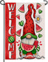 Welcome Summer Watermelon Gnome Small Decorative Garden Flag, Popsicle Daisy Lawn Decor, Seasonal Farmhouse Burlap