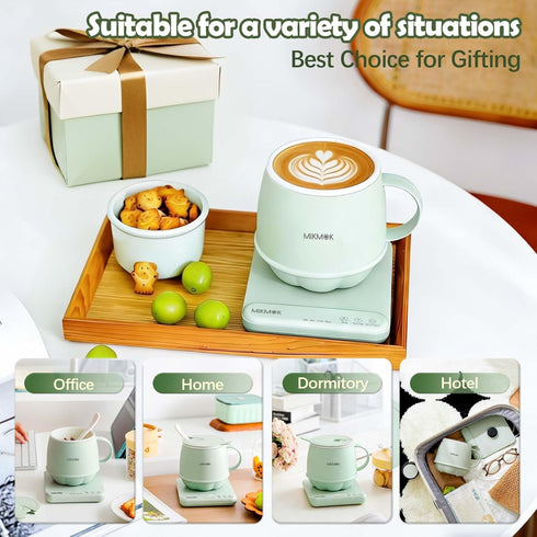 MIKMOK 45-100 13.5Oz 300W 4H Table Boiling Water Mug, Beverage Warmer, Temperature Control, Fast Coffee Heating Cup