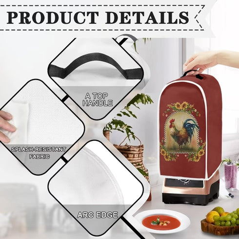 Sunflower Rooster Print Blender Dust Cover, Anti-Fingerprint Polyester Appliance Cover for Stand Mixer or Coffee Maker