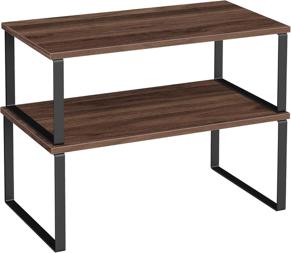 SONGMICS Cabinet Organizer Shelf, Set of 2 Kitchen Counter Shelves, Kitchen Storage,