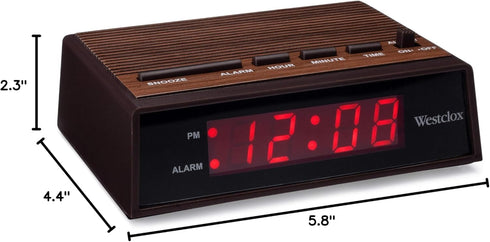 Westclox Retro Wood Style Easy To Read Super Bright Small Night Table Alarm Clock, 22690.