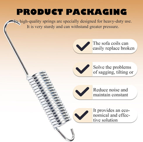 LCMLA 4-1/2 inch 2 Long Neck Hook Recliner Springs - Galvanized Tension Replacement Parts for Sofa Chair, RV Furniture