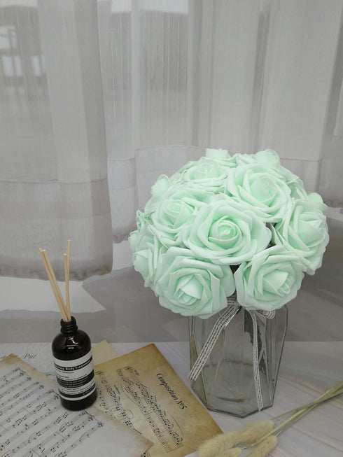 D-Seven Artificial Flowers, 30PCS Real Looking Fake Roses with Stem for DIY Wedding Bouquets, Centerpieces, Party