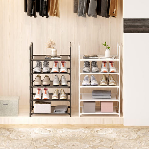 Vockot 10-Tier Closet Tall Shoe Rack,Large Sturdy Shoe Shelf Organizer, Non-Woven Fabric Narrow Free Standing Shoe