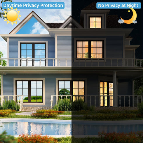 One Way Privacy Window Film, Sun Blocking Heat Tint, Static Cling & Anti UV, Black-Silver, 17.5 x 78.74 Inch