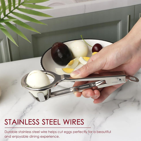 Best Utensils Stainless Steel Egg Slicer - Divides Hard Boiled Eggs Into 6 Segments