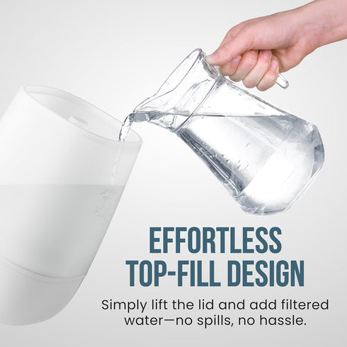 360 Fontaines Luxury Top-Fill Cool Mist Humidifier - Ultra-Fine Spray, Whisper-Quiet Operation, Dishwasher-Safe Tank