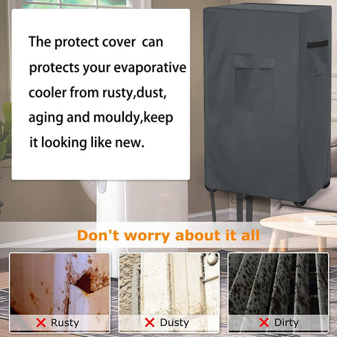 Heavy Duty Waterproof Evaporative Cooler Cover for MC26A, 21"L x 15"W x 32"H Swamp Evaporative Cooler Cover, Grey