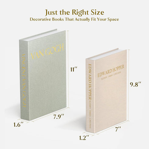 Comgrenwind Set 2 Modern Decorative Books, of Linen Fake Books Storage Box Decoration, Aesthetic Coffee Table