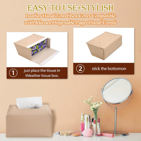 Choary (1, Tissue Box Cover Holder Compatible with Kleenex Disposable Paper Hand Towels, Stylish Leather Wall-Mounted