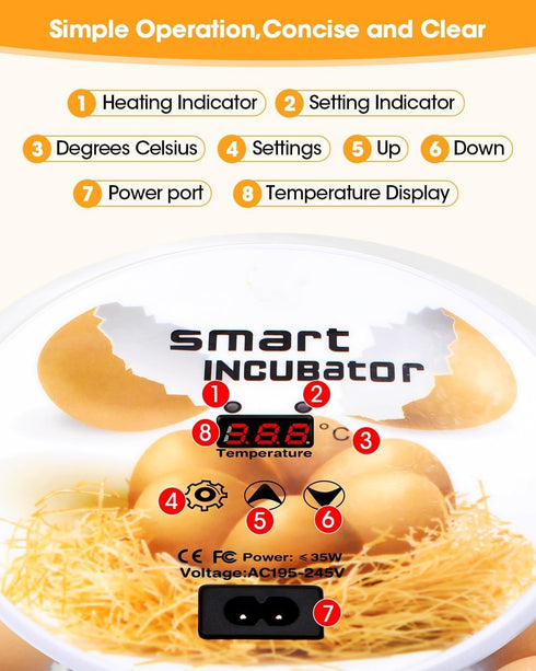 12 360 Incubators for Hatching Eggs, Chicken Waterer Cups, Automatic Egg Turner Holds Eggs, Smart Incubator Clear
