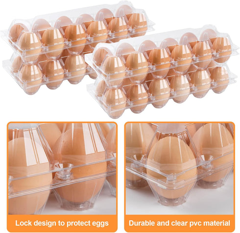 AYAYGD 80 Pack 12 Count, Egg Cartons Cheap Bulk Clear Plastic Egg Cartons for Chicken Eggs, Reusable Egg Carton