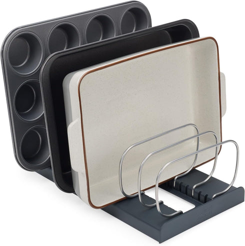 Joseph Joseph DrawerStore Cookware Organizer, Space Saving Baking Tray Rack for Pans and Lids