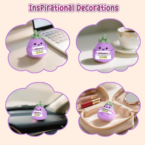 LOCOODAY Emotional Support Purple Eggplant,Positive Crochet Eggplant Inspirational,Positive Birthday Gifts for Women