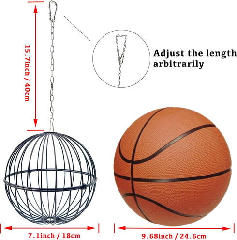 7.1 Inch 15.7 Inch Hanging Chicken Feeder - Large Iron Chicken Veggie Treat Ball - Sturdy Chicken Treat Holder
