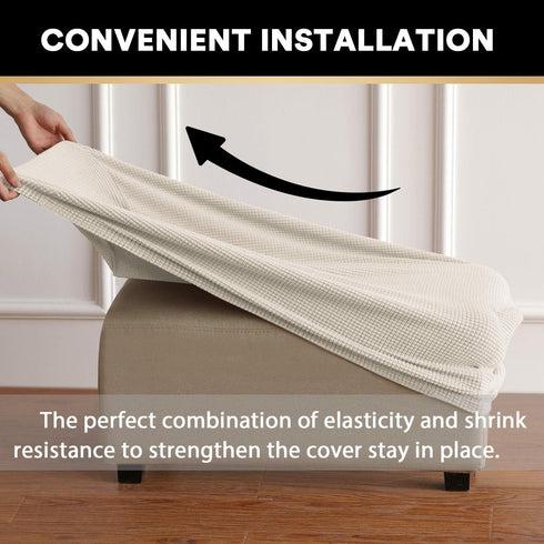PrinceDeco Stretch Ottoman Cover Slipcovers Rectangle for Living Room Foot Stool Stretch Covers to Fit Ottoman Foot