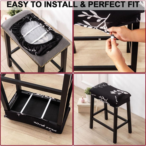 Set 4 Counter Counter #6 Bar Stool Cover Rectangle of Printed Stretch Height Bar stools Slipcovers Saddle Stool