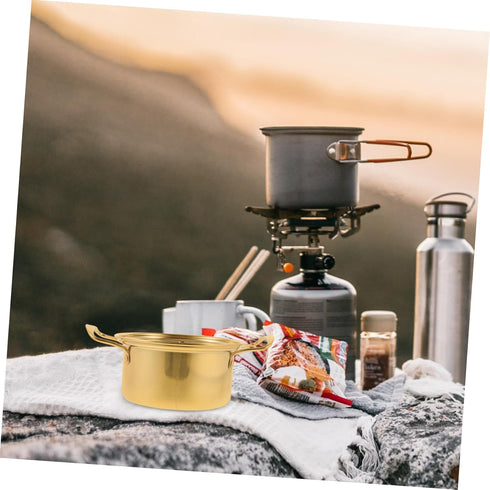 Golden Stainless Steel Small Hot Pot Small Cooking Pot Hot Pot with Divider Home Cooking Pot Kitchen Cooking Pot Noodle Pot Stock Pot Individual Milk With Pot 201 Stainless Steel by GRIRIW