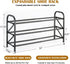 3-Tier ClosetAdjustable Closet Expandable Shoe Rack for Shoe RackBlack Metal Free Standing Shoe Rack for Entryway
