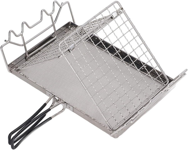 Camp Stove Toaster, 7.9 x 5.3 in Foldable Stainless Steel Rack, Portable Bread Toaster for Indoor Baking and Outdoor