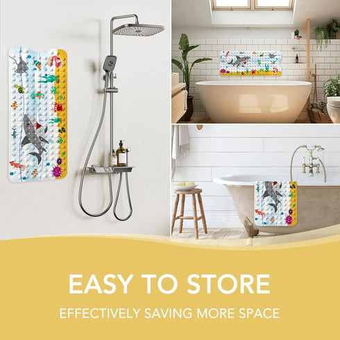 Slip40 16 Inch PRATIQUE Kids Bath Mat for Tub Non X Extra Long Kids Bathtub Mat Ocean Bathtub Shower Mat Safety Anti
