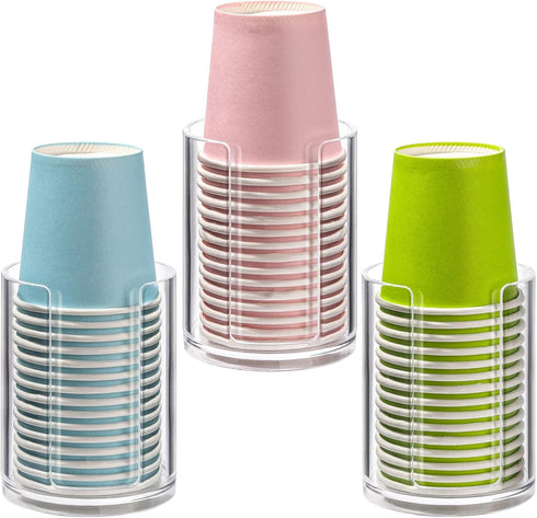 3 Pack Bathroom Cup Dispenser 3 oz Countertop Storage Mouthwash Cups Holder,