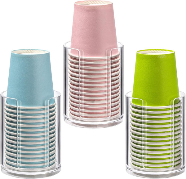 3 Pack Bathroom Cup Dispenser 3 oz Countertop Storage Mouthwash Cups Holder,