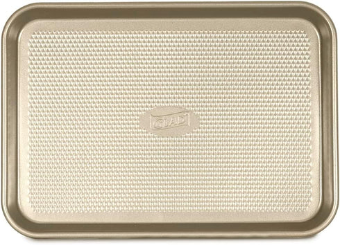 Glad Premium Nonstick Cookie Sheet, Heavy Duty Baking Pan with Raised Diamond Texture, Small, Gold