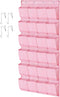Pink Over the Door Shoe Organizer for Girls, Women, Kids Room | Hanging Rack with 24 Large Pockets & 4 Sturdy Hooks