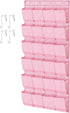 Pink Over the Door Shoe Organizer for Girls, Women, Kids Room | Hanging Rack with 24 Large Pockets & 4 Sturdy Hooks