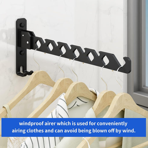 Wall Mounted Clothes Drying Rack, Foldable Laundry Hanger Hook for Bathroom, Indoor Clothes Rack