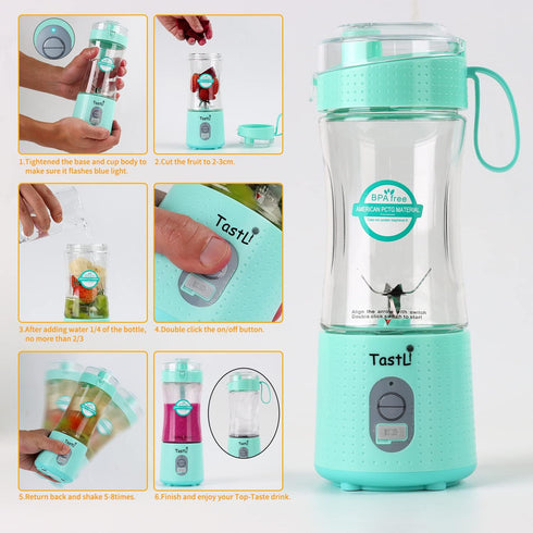 Portable Blender, Mini Blender for Smoothies, Juice and Shakes, USB Rechargeable, Cordless (Sky Blue)