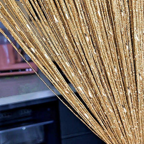 ave split Decorative Door String Curtain, Wall Panel Fringe, Window Room Divider, 100x200cm, Champagne
