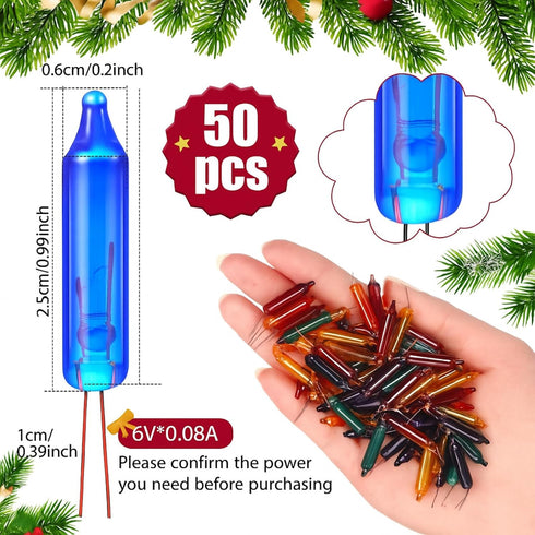 50 Bulbs Bulbs Supplies(Colorful,6v*0.08a) Mudder Pcs Christmas Mini Replacement Light Christmas Tree Lights
