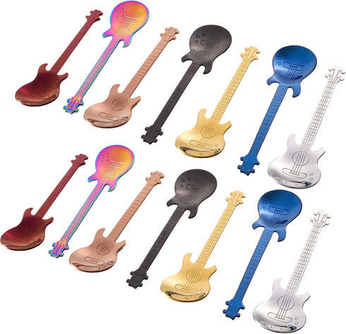 DEAYOU 14 Pieces Guitar Coffee Spoons, 18/10 Stainless Steel Small Spoon, 4.7 Inch Creative Spoons