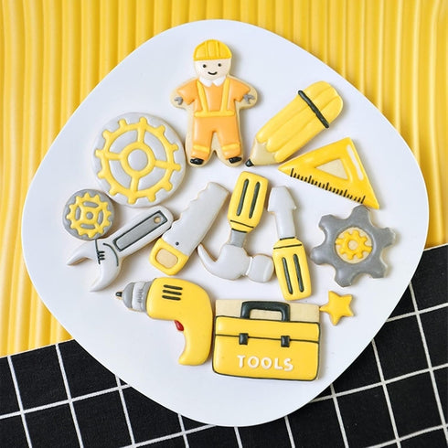 Mini Construction Tools Cookie Cutters Set of 9 pcs, Stainless Steel Hardware Tools Shaped Fondant Baking Molds