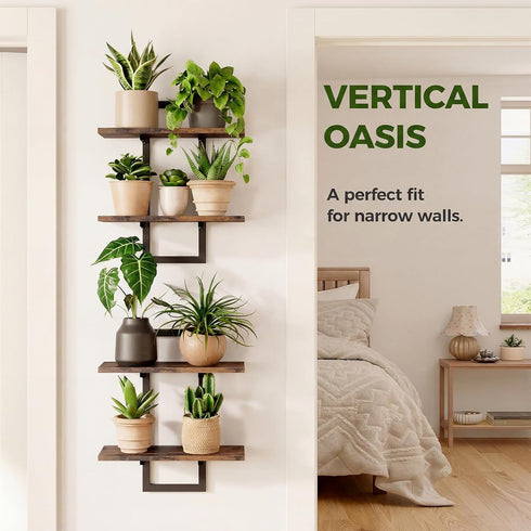 2-Pack Bamworld Floating Shelves for Wall Planters for Indoor Plants Hanging Shelves Plant Holder Wall Decor Plant