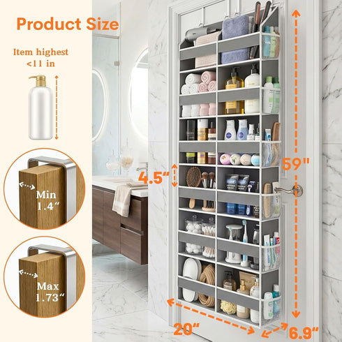 6 12 80 lbs Over the Door Organizer Tiers, Extra Large Behind Door Storage of Compartments, Weight Capacity Hanging