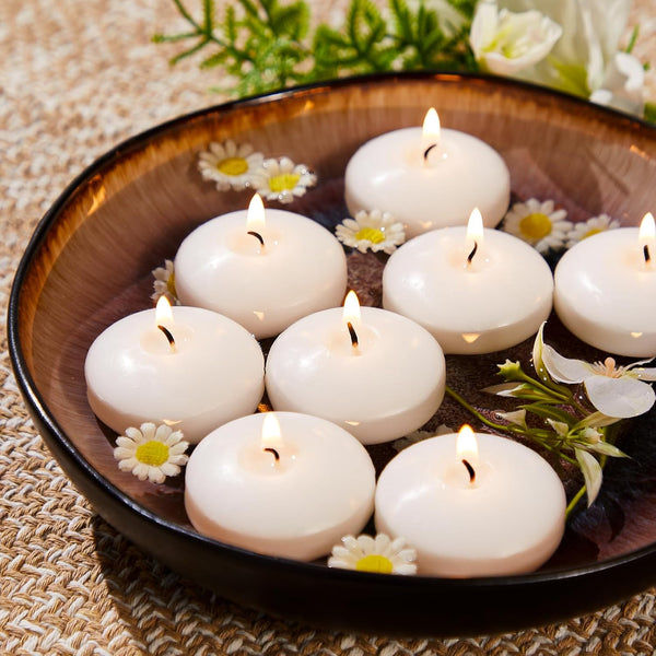 Ashlux White Floating Candles 2 inch, 36 Pack Floating Candles 5-6 Hours