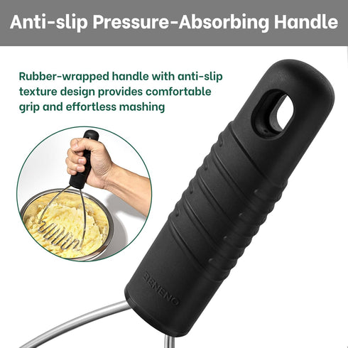 Beneno Heavy Duty Stainless Steel Wire Potato Masher with Soft Grip Handle for Effortless Mashing, Sturdy & Rust-Proof